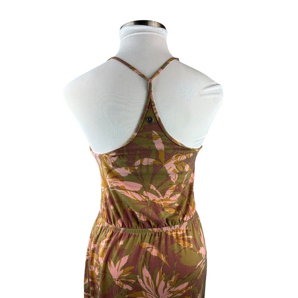 Prana Ayla Dress Racerback Tropical Green Brown Stretch Medium Resort Cruise - Picture 14 of 16